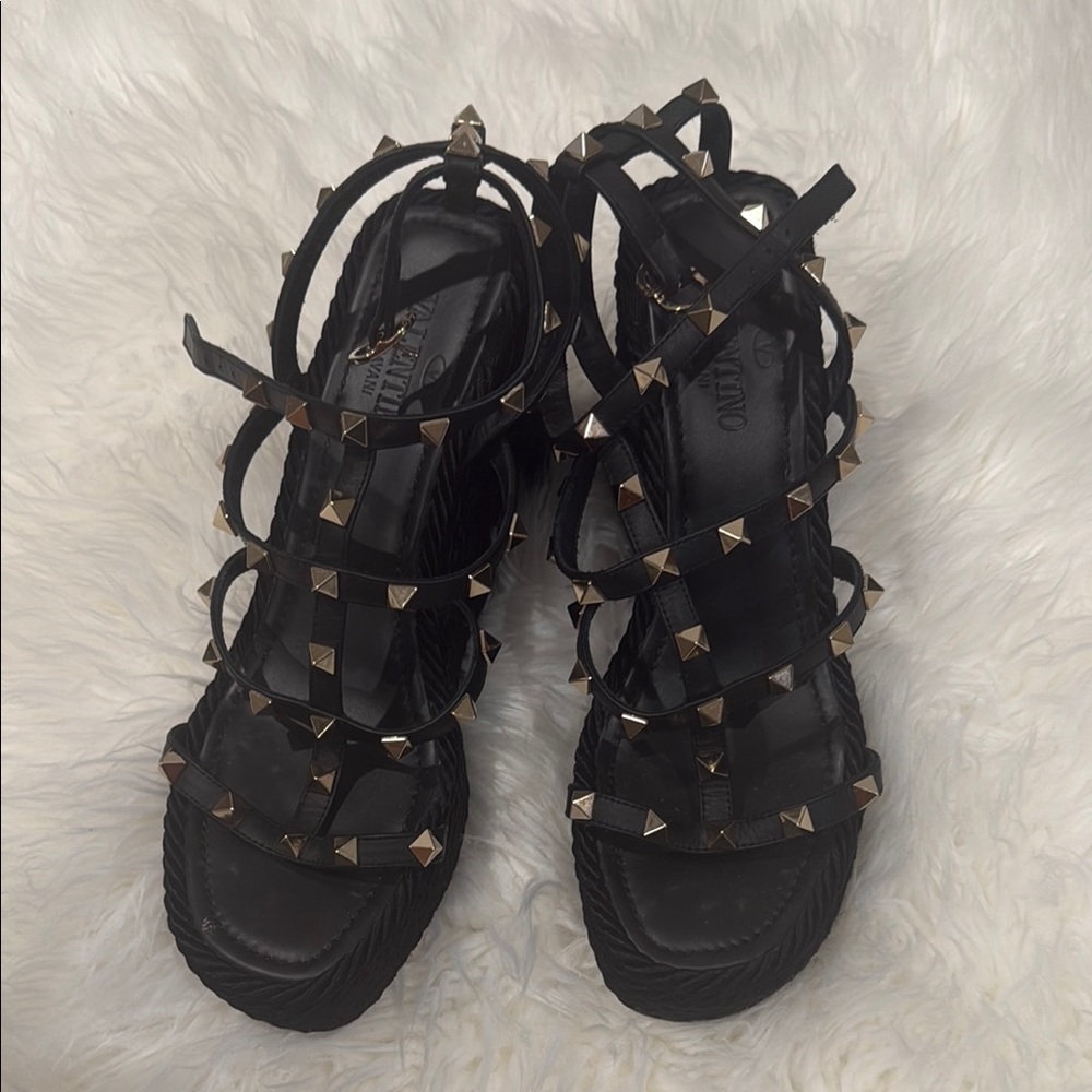 Valentino Black Gladiator Sandals with Studs AUTHENTIC